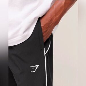 Gymshark Men’s Black Athletic Pants with White Trim